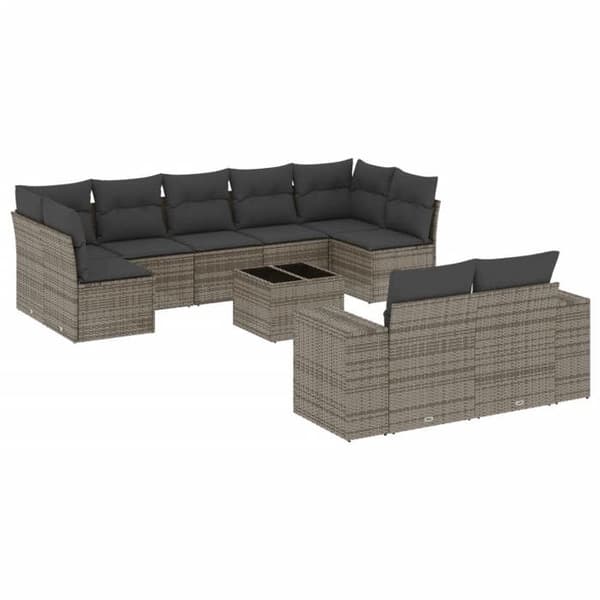 Maison Exclusive - Trädgårdsmöbler med kuddar 10 delar grå flätad resin