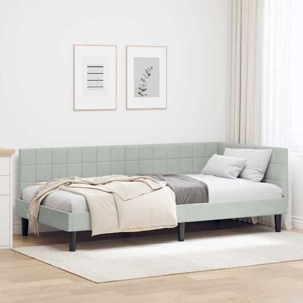 Maison Exclusive - Vaaleanharmaa kulmasänky 100 cm x 200 cm Sametti
