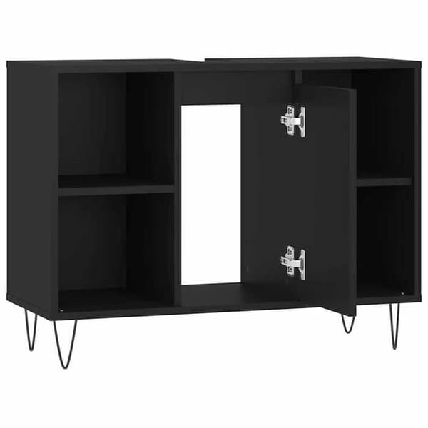 Maison Exclusive - Badeværelsesskab sort 80x33x60 cm ingeniørtræ