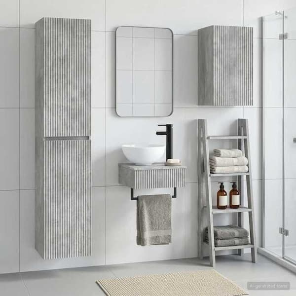 Maison Exclusive - 3 osan kylpyhuonekalustesarja Betoni harmaa