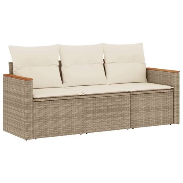 Maison Exclusive - Trädgårdsmöbler med kuddar 3 delar beige flätad resin beige