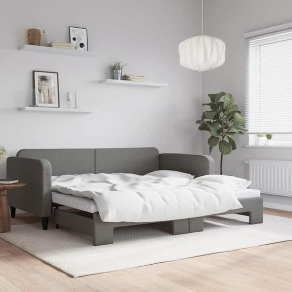 Maison Exclusive - Sovesofa med udtræk uden madras grå mørk 90x190 cm