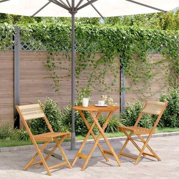Maison Exclusive - Bistro sæt 3 dele beige polypropylen og massivt træ beige