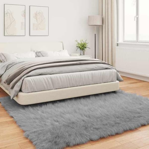 Matto - MAISON EXCLUSIVE - TAFALLA - Harmaa - 200x200 cm - Polyesteri tekoturkista Grå