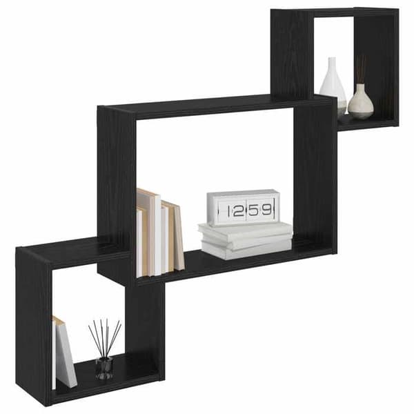 Maison Exclusive - Væghylde Montering væg Sort eg 91,5 x 15 x 76 cm