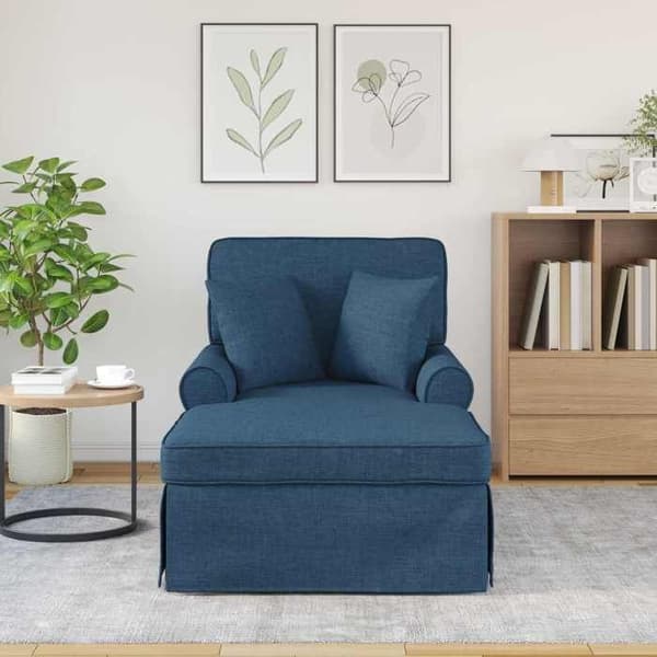 Maison Exclusive - Sängsoffa med kjol 3 pc Blått tyg 91 x 157 x 91 cm Blå