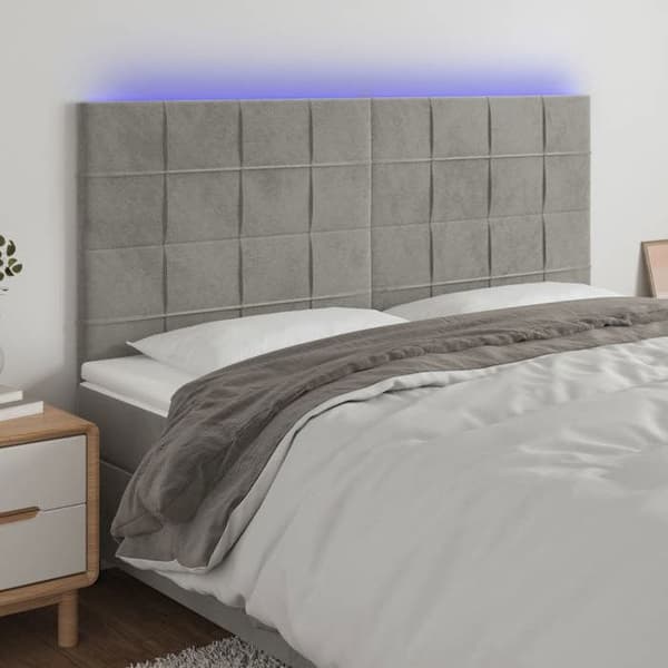 Maison Exclusive - LED-päätyharso Vaaleanharmaa 180x5x118/128 cm Sametti ljusgrått