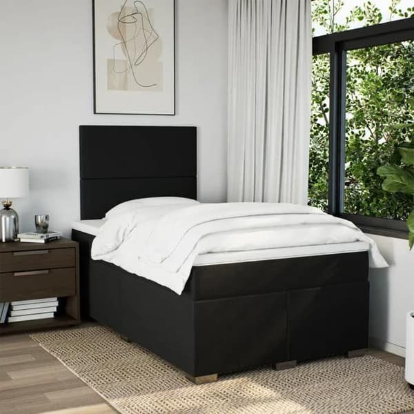 Maison Exclusive - Seng med lameller og madras Sort 120x200 cm Stof