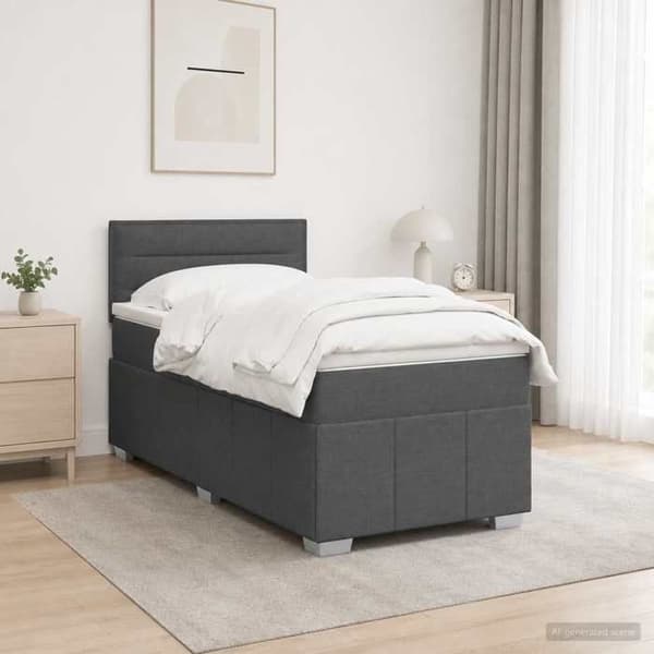 Maison Exclusive - Boxspring säng med madrass och LED Grå mörk 90 x 190 cm