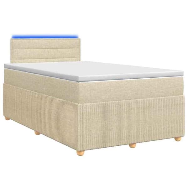 Maison Exclusive - Boxspring säng med madrass Crème 120 x 200 cm Tyg Grädde