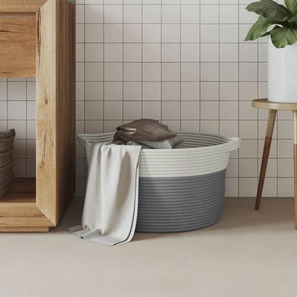 Maison Exclusive - Grå och vit förvaringskorg Ø40x25 cm i bomull