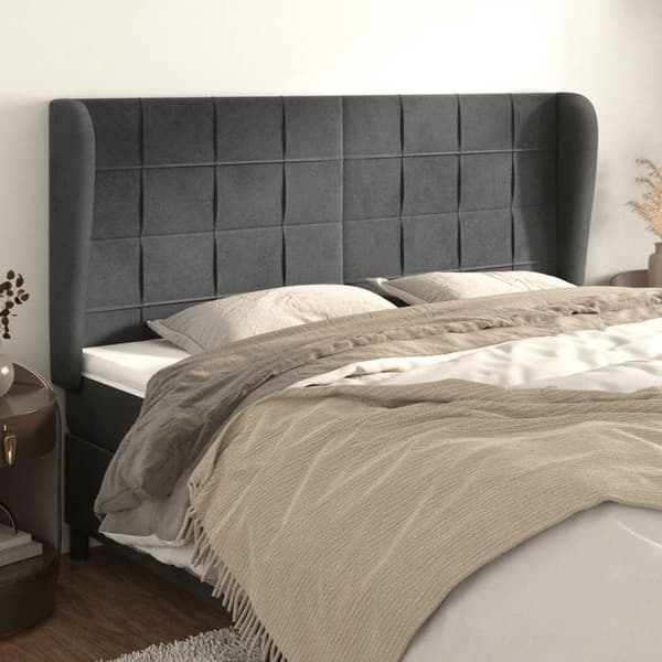 Maison Exclusive - Päätylevy korvilla Tummanharmaa 203x23x118/128 cm Sametti