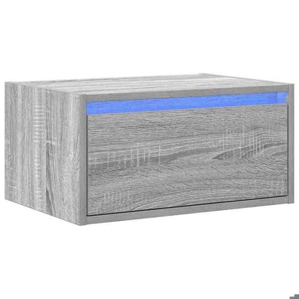 Maison Exclusive - Väggsängbord med LED-lampor grå sonoma