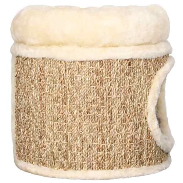 Eksklusiv hus - Hus til kat med luksus pude 33 cm Havplanter beige
