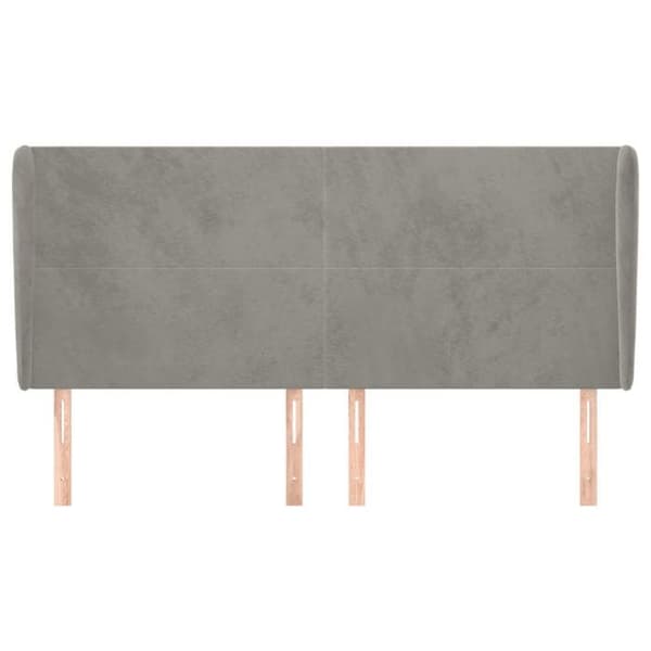 Maison Exclusive - Päätylevy korvilla Vaaleanharmaa 203x23x118/128 cm Sametti