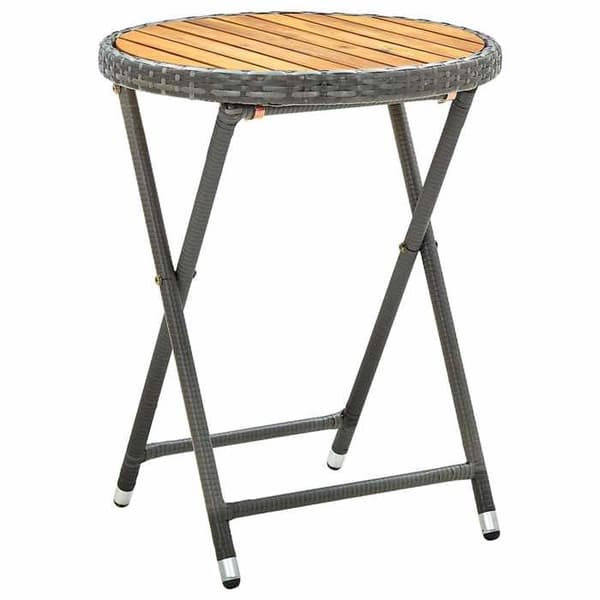 Maison Exclusive - Grå tebord 60 cm i flettet resin og solid akacietræ
