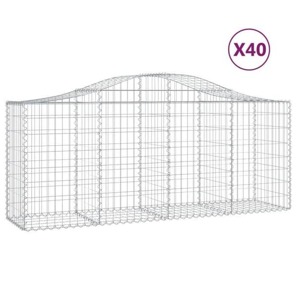 Maison Exclusive - Bågformade gabionkorgar 40 st 200x50x80/100 cm Galvaniserat stål silver-