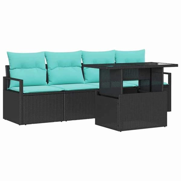 Maison Exclusive - 5-delars trädgårdsoff-set 4-sits svart