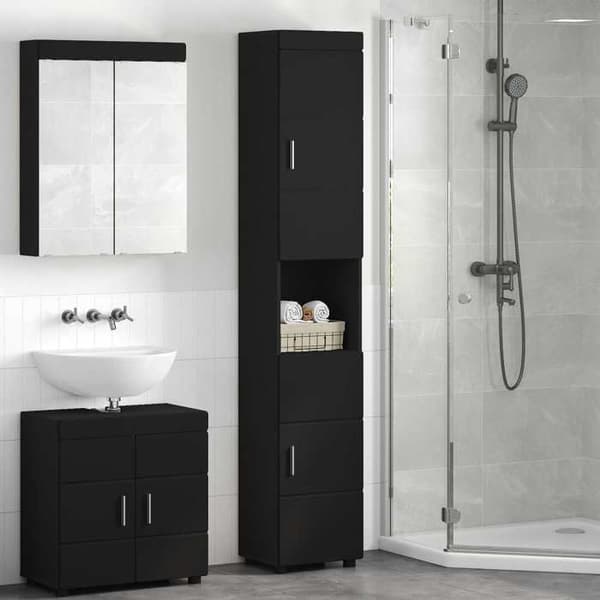 Maison Exclusive - Badrumsskåp Set TULUM Svart Svart