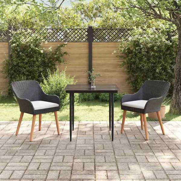 Maison Exclusive - Sæt af 3 pc have spisebord i sort polyrotin Svart