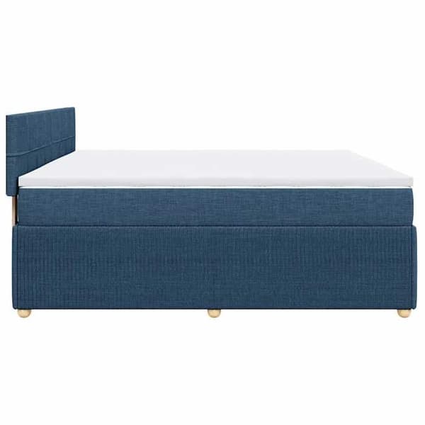 Maison Exclusive - Sengebund med lameller og madras Blå 200x200 cm Stof