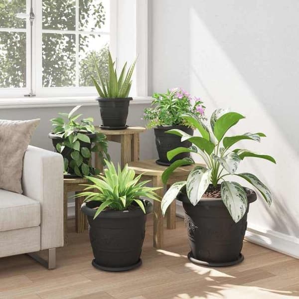 Maison Exclusive - Växtkrukor 6 st Svart Ø 34 x 28 cm Plast