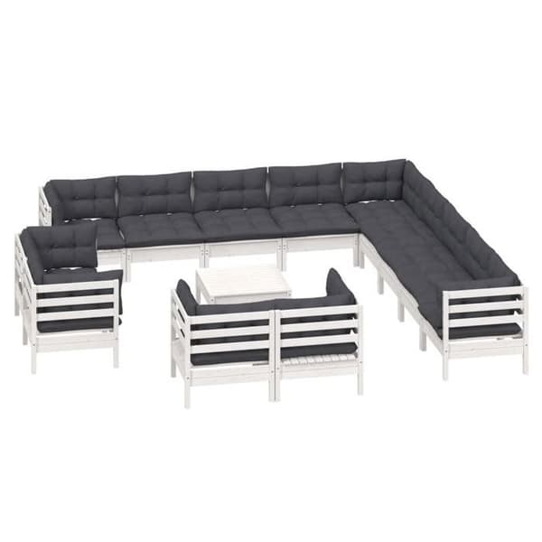 Puutarhakalusteet - Maison Exclusive - 14 kpl - Massiivipuu - Modulaarinen Vit