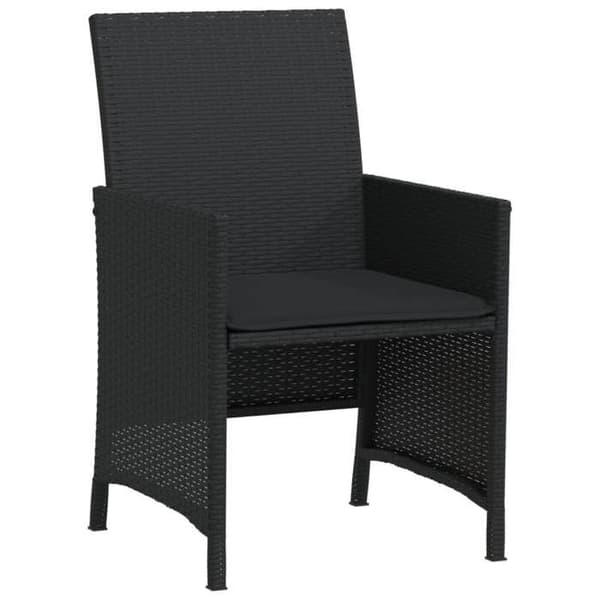 Maison Exclusive - Bistroset 3 delar med svarta kuddar i flätad resin
