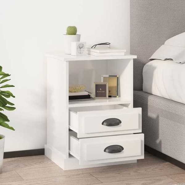 Maison Exclusive - Natborde 2 stk hvid glans 43x36x60 cm lysande vit