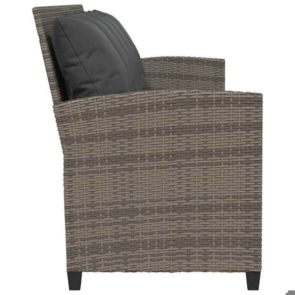 Maison Exclusive - Trädgårdsoffa med kuddar 5 platser grå flätad resin grå