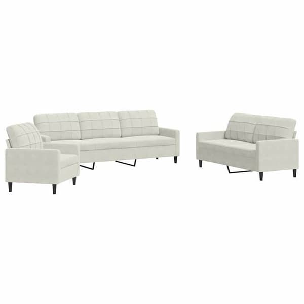 Maison Exclusive - 3 kpl:n sohvasetti tyynyillä, kerma sametti