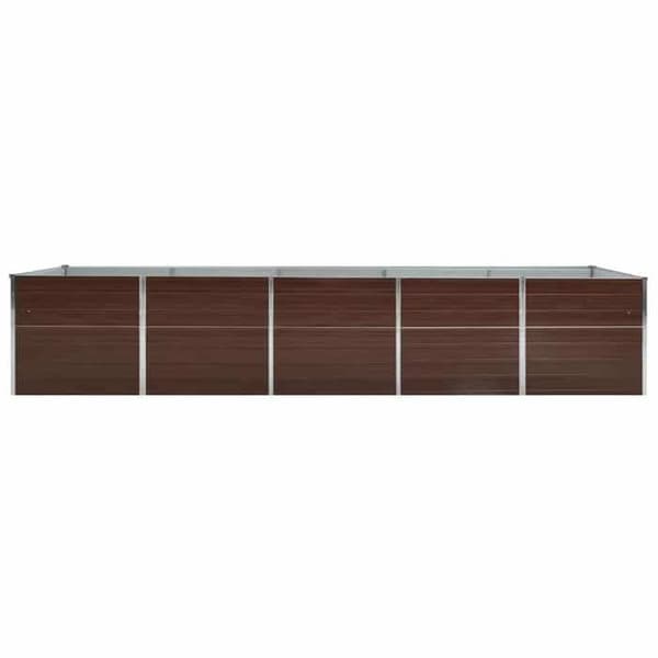 Höjd planteringslåda - EXKLUSIV HEM - 400 x 80 x 77 cm - Galvaniserat stål - Brun - Rektangulär brun