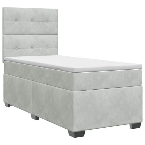 Maison Exclusive - Sängbox med madrass Ljusgrå 90 x 200 cm Sammet