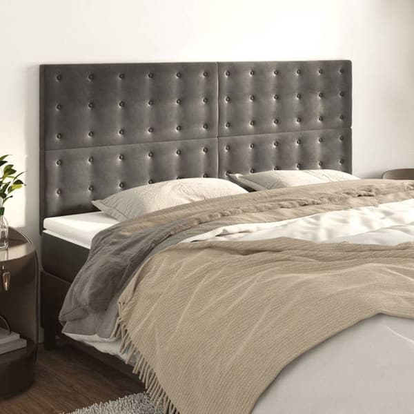 Maison Exclusive - Mörkgrå sänggavel 200 x 5 x 118/128 cm Sammet Mörkgrå