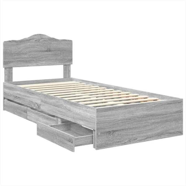 Maison Exclusive - Sängram Grå Sonoma 90 x 190 cm Ingenjörsträ