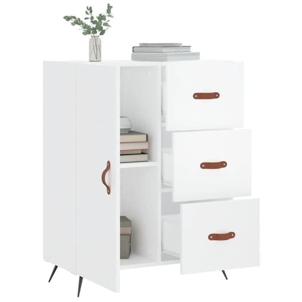 Maison Exclusive - Buffé Vit glänsande 69,5x34x90 cm Ingenjörsträ