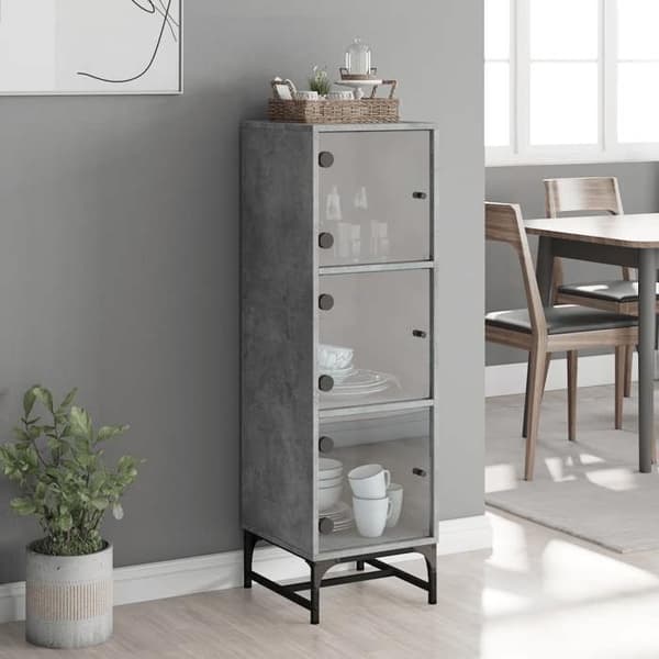 Maison Exclusive - Buffet med grå beton glasdøre 35x37x120 cm