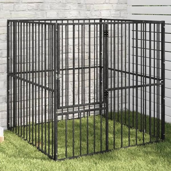 Eksklusivt Hus - Hundepark 4 paneler sort galvaniseret stål svart