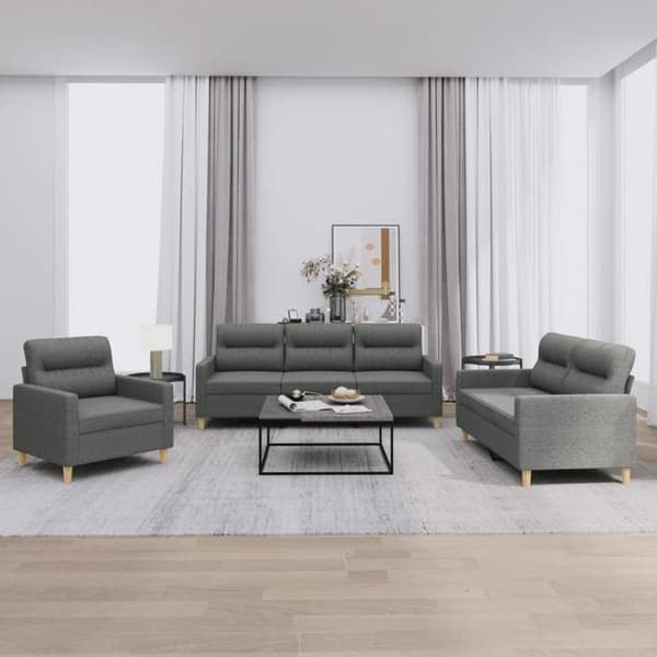 Maison Exclusive - Sæt af 3 sofaer med puder Mørkegrå Stof