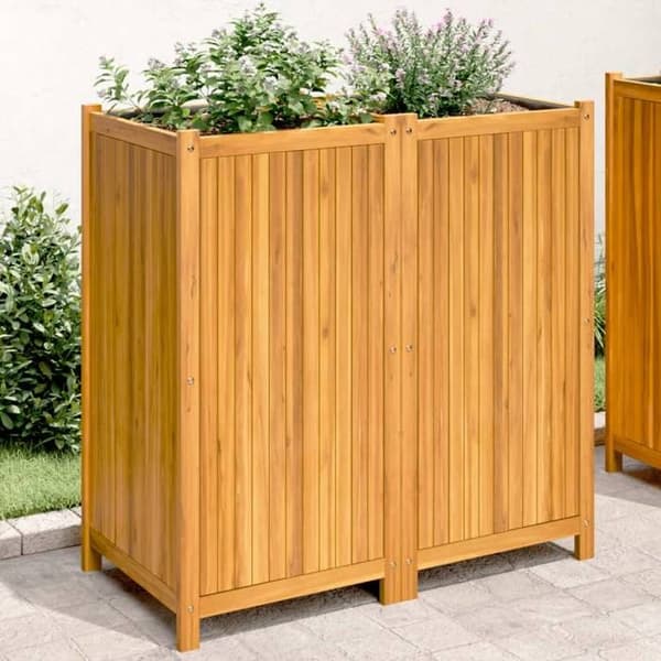 Maison Exclusive - Blomlåda med foder 100x50x100 cm massiv akaciaträ