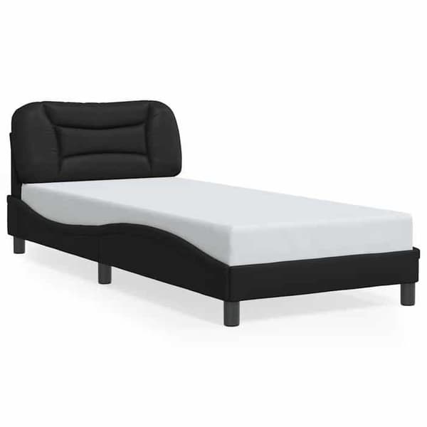 Sengestel - EKSKLUSIV HUS - Hvar - Sort kunstlæder - 80x200 cm - Indbygget LED Svart