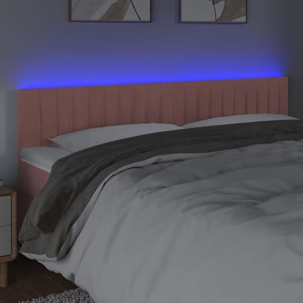 Maison Exclusive - LED-päätyruutu Vaaleanpunainen 200x5x78/88 cm Sametti Ros