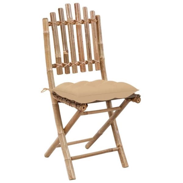 Havestole - EKSKLUSIVT HUS - Sæt af 2 - Massivt bambus - Sammenklappelige - Beige polyesterpuder Ej specificerat