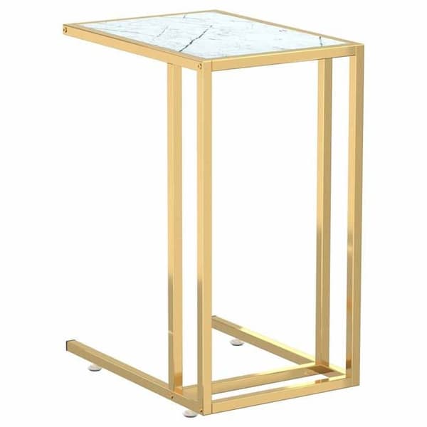 Maison Exclusive - Skrivbordstablå i marmor vit 50x35x65cm Härdat glas Vit (marmor)