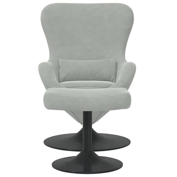 Fåtöljer & Relaxfåtöljer - MAISON EXCLUSIVE - Äggstol med puff - Ljusgrå sammet - 360° svängbar bas - Armstöd Ljusgrått
