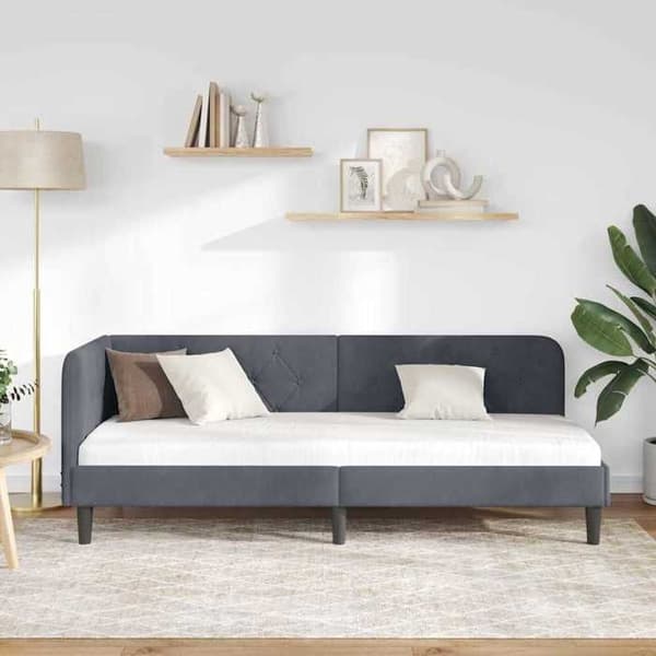 Maison Exclusive - Tummanharmaa kulmasänky 80 x 200 cm Sametti
