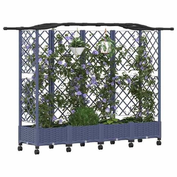 Maison Exclusive - Høj Seng med Gitter og Grå Tag 203,5 x 40 x 129 cm PP Grå