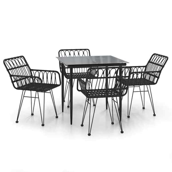 Maison Exclusive - Trädgårdsset 5 delar Svart Flätad Resin