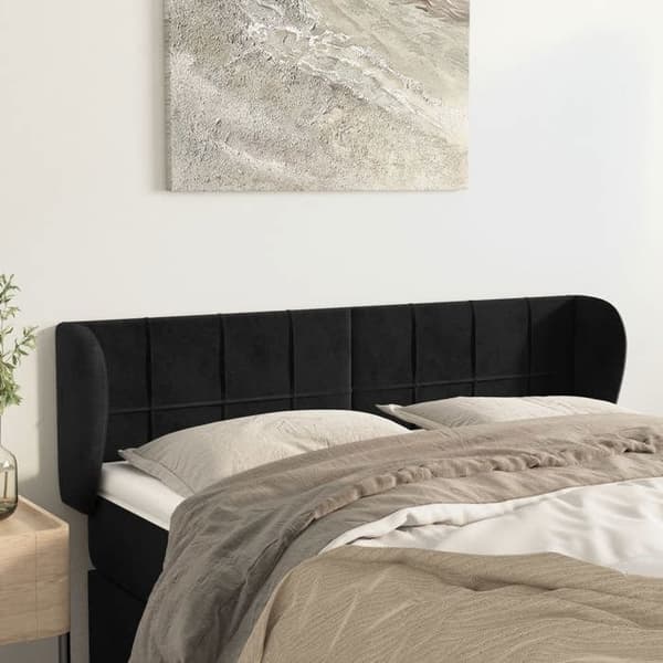 Maison Exclusive - Päätylevy korvilla Musta 147x23x78/88 cm Sametti Svart