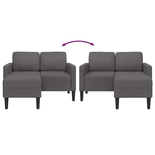 Maison Exclusive - 2-sits soffa med L-formad divan i grått 125 cm konstläder